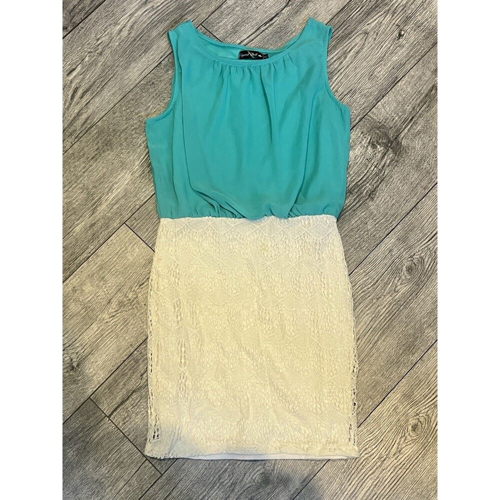 Crystal‎ Doll Womens Medium Blue Tank Top and Off White Bottom Dress Sleeveless